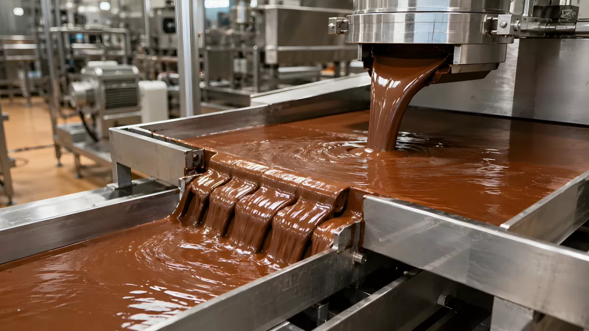 Flüssige Schokolade in der industriellen Produktion