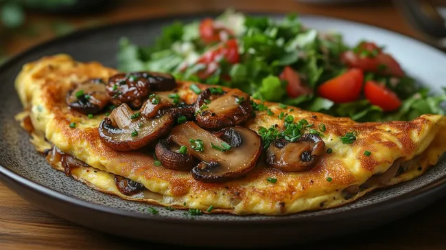 Fluffiges Pilz-Omelett mit frischen Kräutern