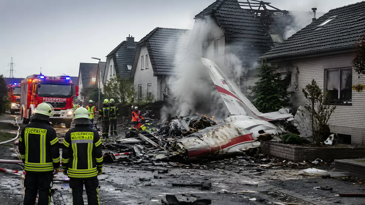 Flugzeugabsturz in Wohngebiet mit Feuerwehreinsatz