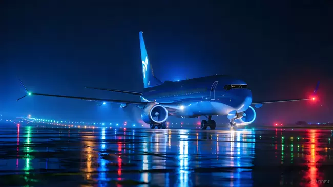 Flugzeuglandung bei Nacht