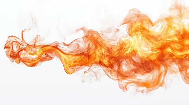 Fluider, abstrakter Feuersturm auf weißem Hintergrund