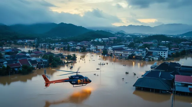 Flutkatastrophe: Evakuierung per Hubschrauber in überschwemmter Stadt