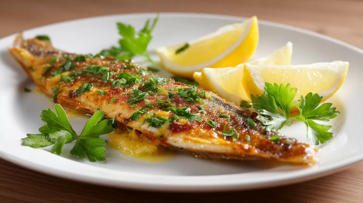 Forelle Müllerin Art mit Petersilie und Zitrone