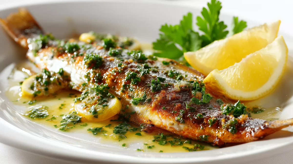 Forelle Müllerin Art mit Zitrone und Petersilie