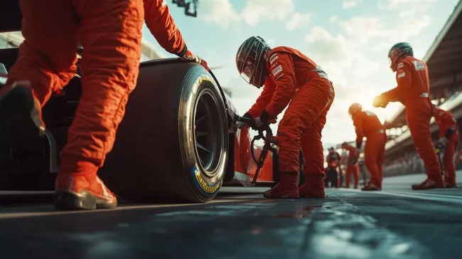 Formel-1-Rennstall bereitet Fahrzeug für Rennen vor