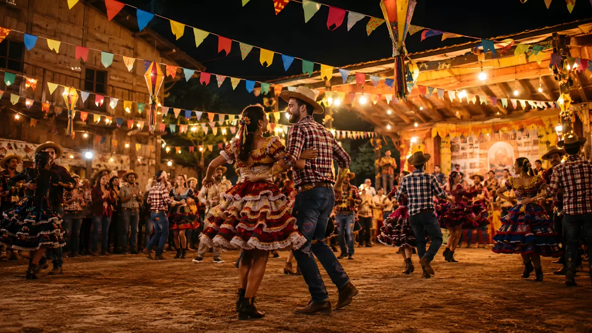 Forró-Tanz bei brasilianischem Festa Junina Festival