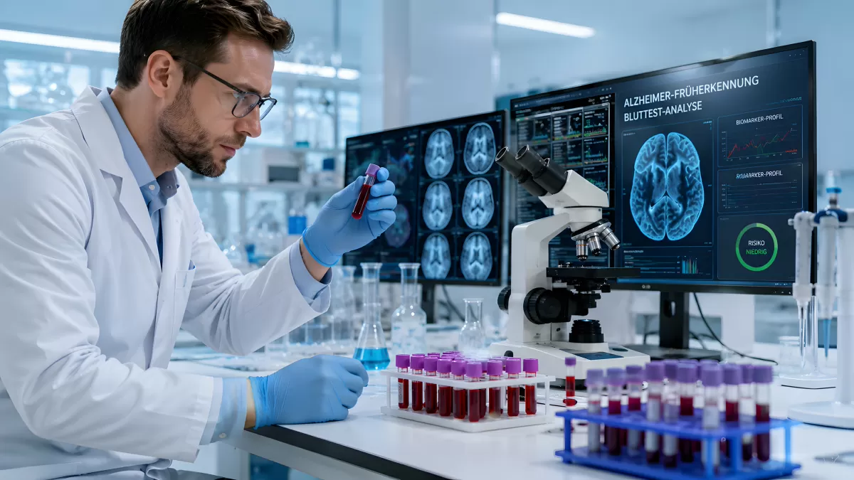 Forscher analysiert Blutproben zur Alzheimer-Früherkennung