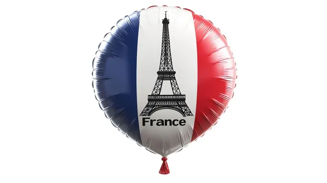 Frankreich Nationalflagge und Eiffelturm Symbolbild