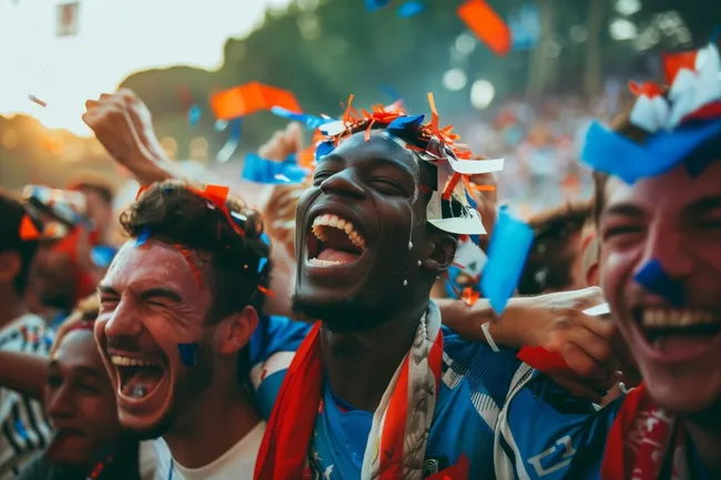 Französische Fußballfans feiern lautstark nach Torschuss
