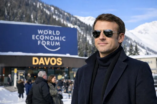 Französischer Staatspräsident Macron beim Weltwirtschaftsforum in Davos