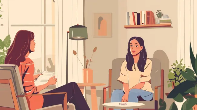 Frau bei Therapeutin wegen psychischer Schwierigkeiten