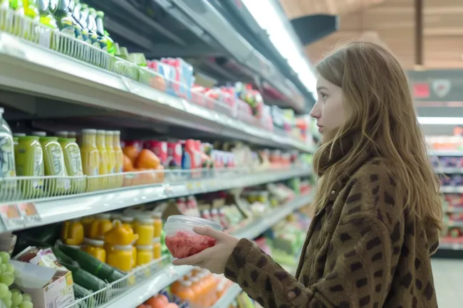 Frau beim Einkaufen im Supermarkt