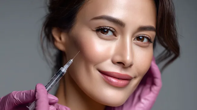 Frau erhält Schönheitsbehandlung mit Injektionsspritze