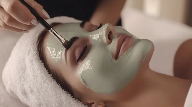 Frau genießt entspannende Gesichtsbehandlung im Wellness-Spa