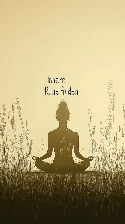 Frau meditiert in ruhiger Natur bei Sonnenaufgang