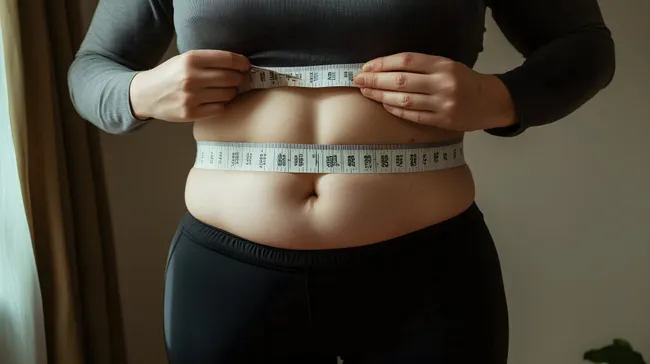 Frau misst ihre Taille mit Maßband - Konzept Fitness und Gesundheit