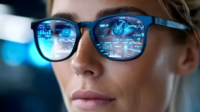 Frau mit digitaler Augmented-Reality-Brille