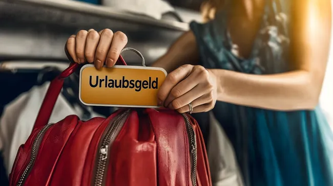 Frau packt für den Urlaub den Koffer mit Urlaubsgeld