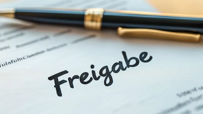 Freigegebenes Dokument mit Stift und Füllfederhalter