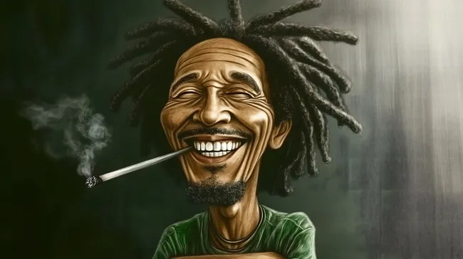 Freigeistiger Mann mit Dreadlocks und Zigarre