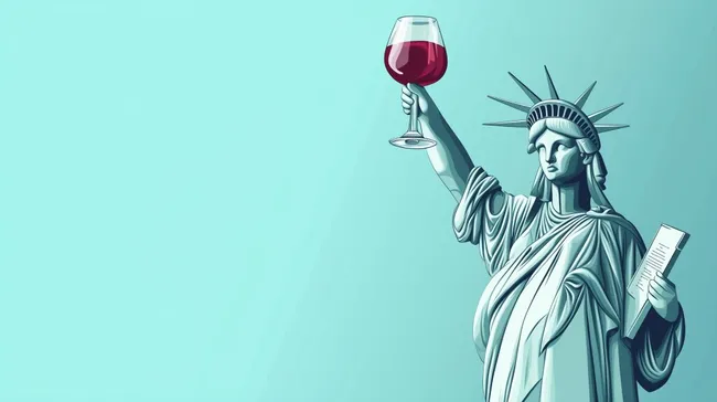 Freiheitsstatue mit Rotweinglas - modernes Freiheitskonzept