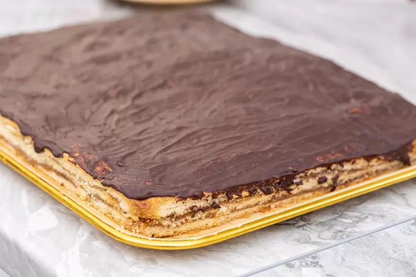 Fresh Baked Apple Pie with Chocolate topping ready for cutting and serving