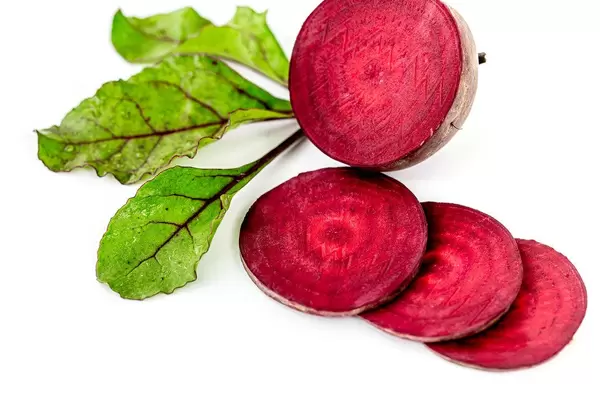 Fresh beets sliced in round slices