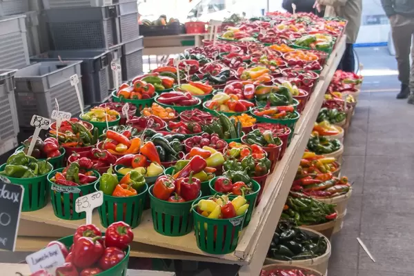 Fresh Colorful Vegetable Stall at the Market