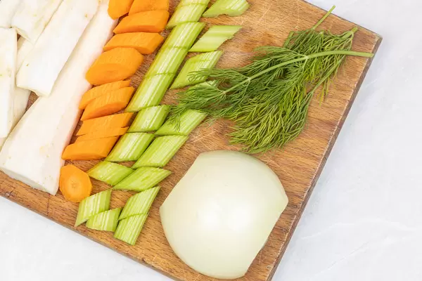 Fresh Healthy vegetables sliced for cooking soup