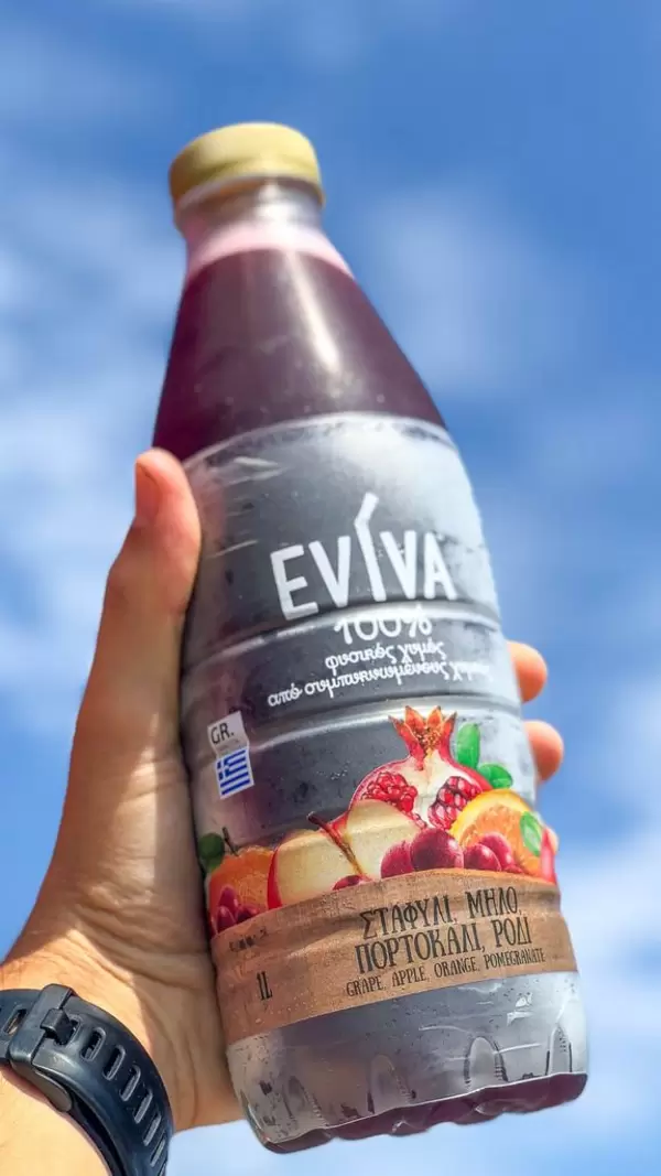 Fresh juice in a bottle by Eviva