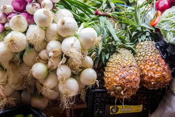Fresh Onions and Pineapples