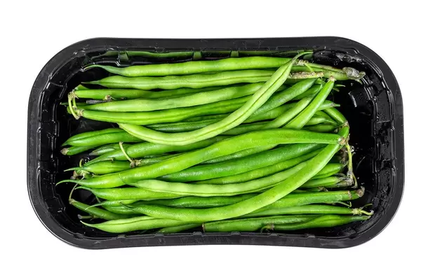 Fresh pods of green beans, top view