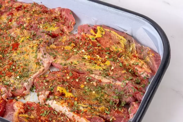 Fresh raw Beef spiced and prepared for baking (Flip 2019)