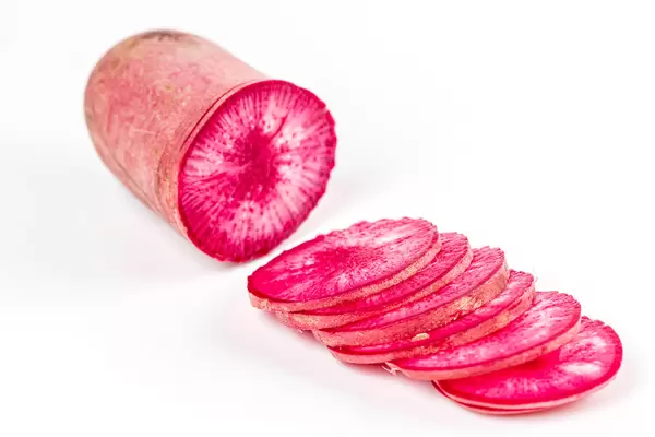 Fresh red radish on white background