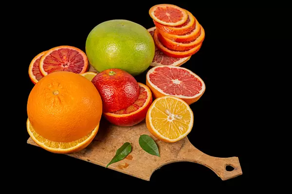 Fresh ripe multicolored citrus fruits