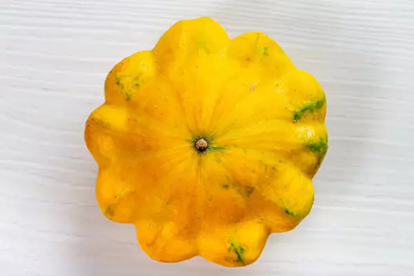 Fresh ripe tasty patisson. Top view (Flip 2019)