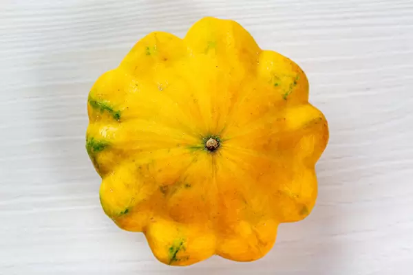 Fresh ripe tasty patisson. Top view