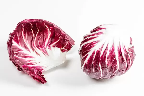 Fresh salad chicory Radicchio on white background