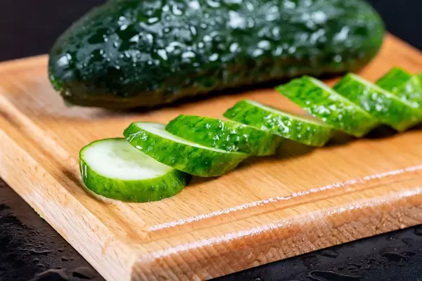 Fresh sliced wet cucumber