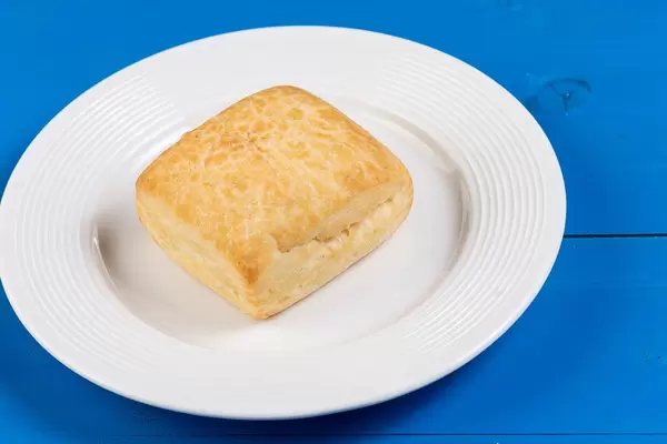 Fresh square Pastry on the white plate (Flip 2019)