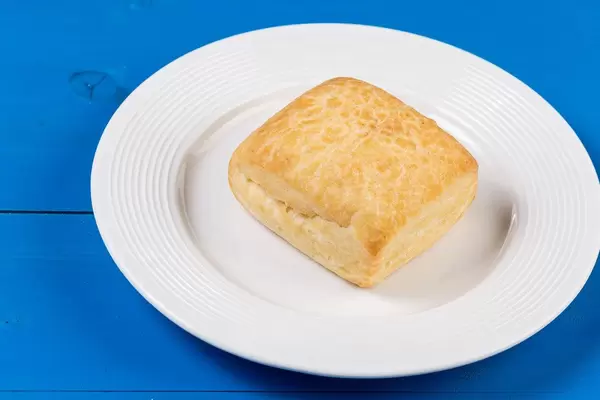 Fresh square Pastry on the white plate