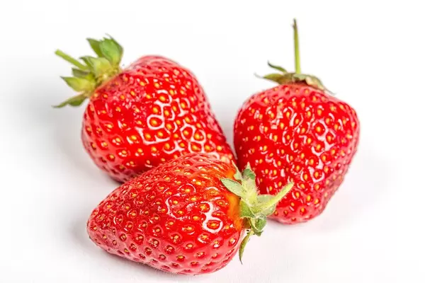 Fresh strawberries on a white background