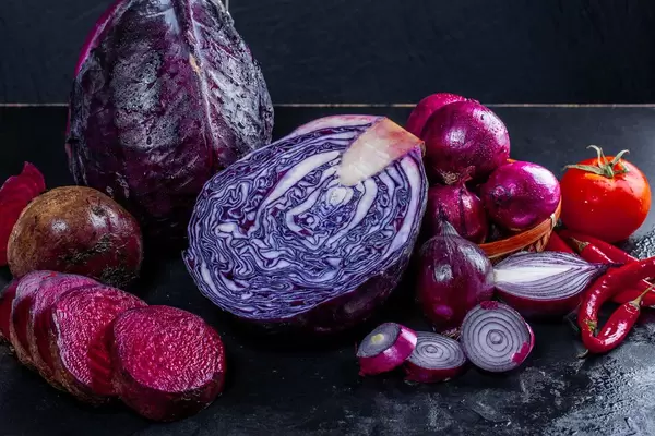 Fresh vegetables with water drops on black background (Flip 2019)