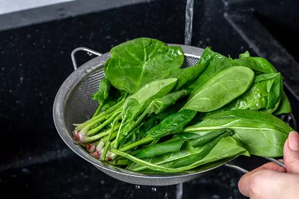 Fresh wet spinach with water drops (Flip 2019)