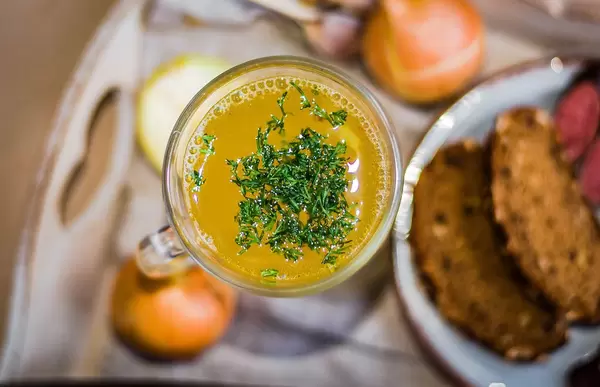 Freshly Cooked Broth In Glass