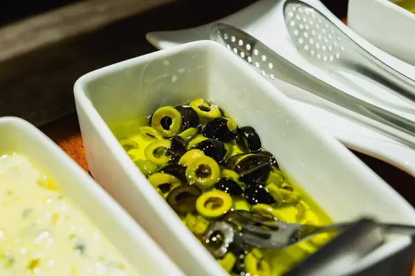 Freshly sliced olives ready for toppings