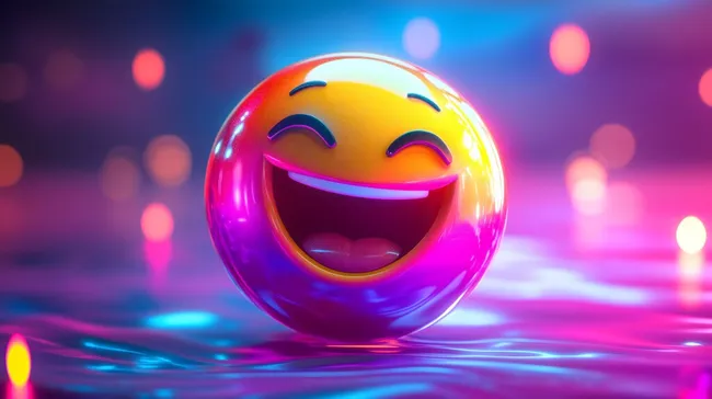 Freudenreicher Emoticon in digitaler Farbwelt