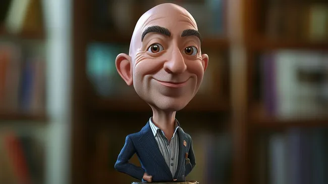 Freundliche Cartoon-Figur des Unternehmers lächelt in die Kamera