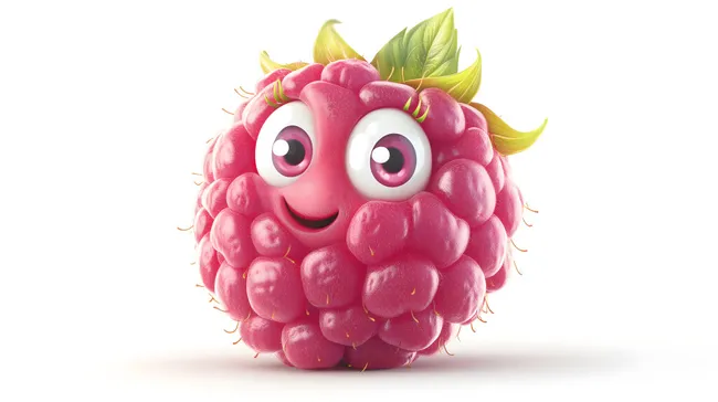 Freundliche Cartoon-Himbeere mit großen Augen