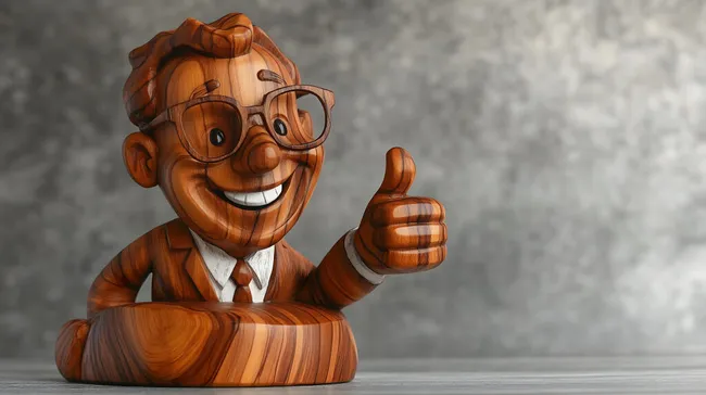 Freundlicher Geschäftsmann mit Daumen hoch vor grauer Wand